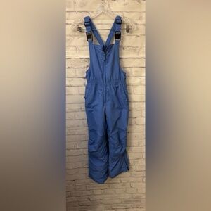Lands’ End Kids Size 8 Squall Iron Knee Snow Bibs Blue Waterproof Pants Flaw